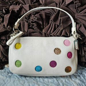 2005 Vintage Coach Y2k Demi With Jacquard Polka Dots Shoulder Purse Bag